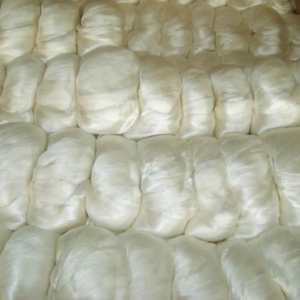white 100% mulberry waste silk noil fiber with competitive price MH8001SF
